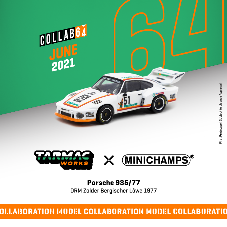 Tarmac Works x Minichamps 1:64 Porsche 935/77  DRM Zolder Bergischer Löwe 1977 #51