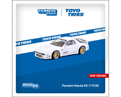(Preorder) Tarmac Works 1:64 Pandem Mazda RX7 FC3S Toyo Tires – White