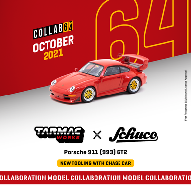 Schuco x Tarmac 1:64 Porsche 911 (993) GT2, Red