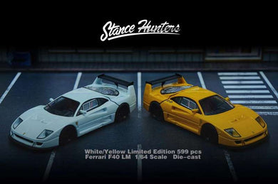 (Pre Order) Stance Hunters 1/64 Ferrari F40 LM with removable engine cover White/ Yellow