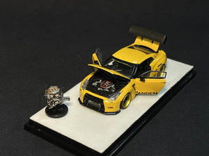 (Pre Order) PGM 1:64 Nissan GT-R R35 Pandem Rocket Bunny Yellow with engine display