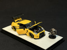 Load image into Gallery viewer, (Pre Order) PGM 1:64 Nissan GT-R R35 Pandem Rocket Bunny Yellow with engine display